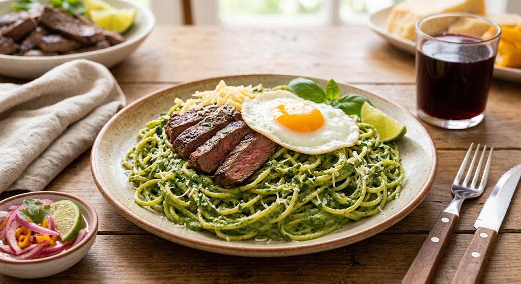  Tallarines Verdes — a pasta dish