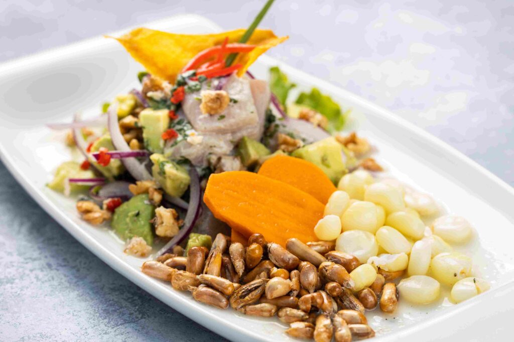 Ceviche with sweet corn