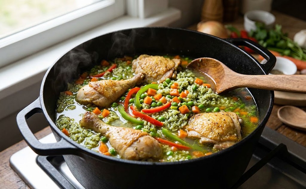 Broth and Vegetables add in rice
