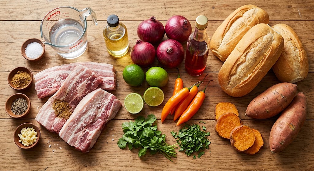 Ingredients for Pan con Chicharrón recipe