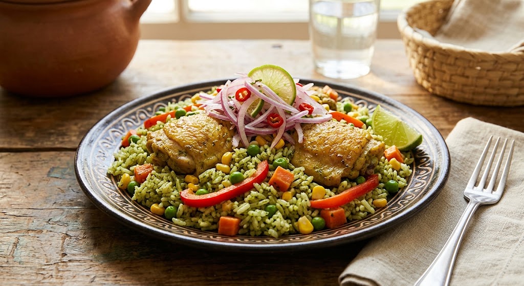 Arroz con Pollo means “rice with chicken” in Spanish