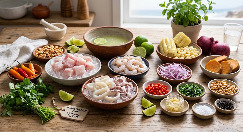 Ingredients for Ceviche Mixto