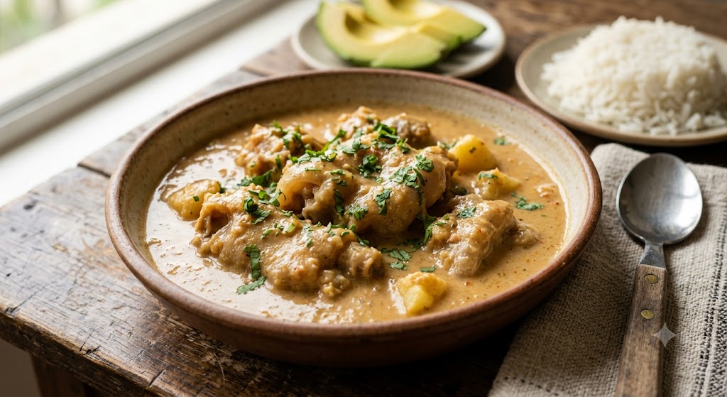 Patita con Maní is a comforting homemade dish that combines slow-cooked cow's feet with a creamy peanut sauce.