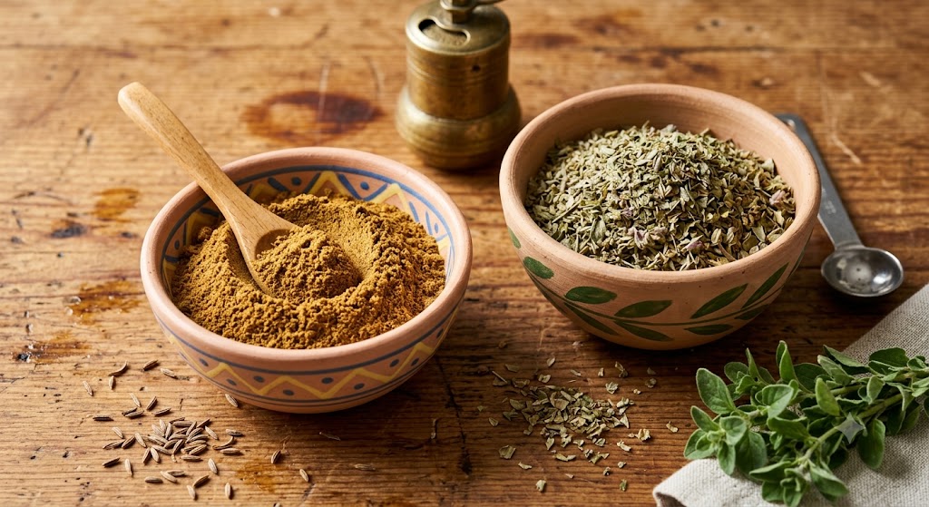 Cumin and Oregano These spices add warm, earthy flavors