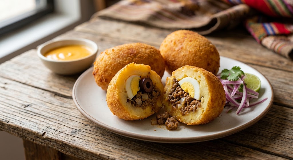 Crispy Peruvian papa rellena