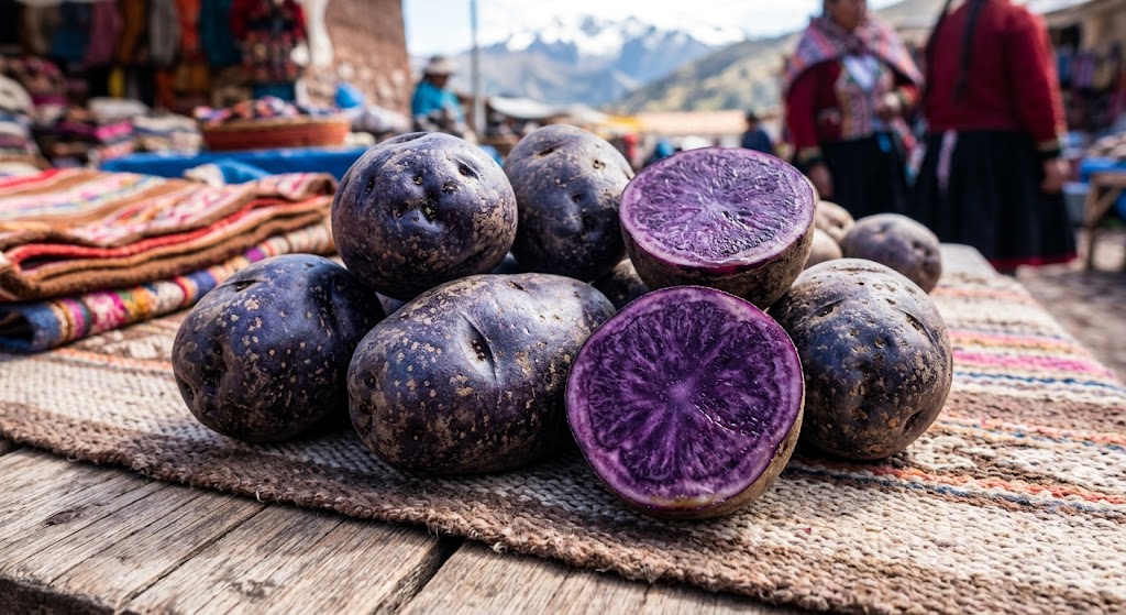 Purple potatoes are known for their deep color and slightly earthy flavor. 