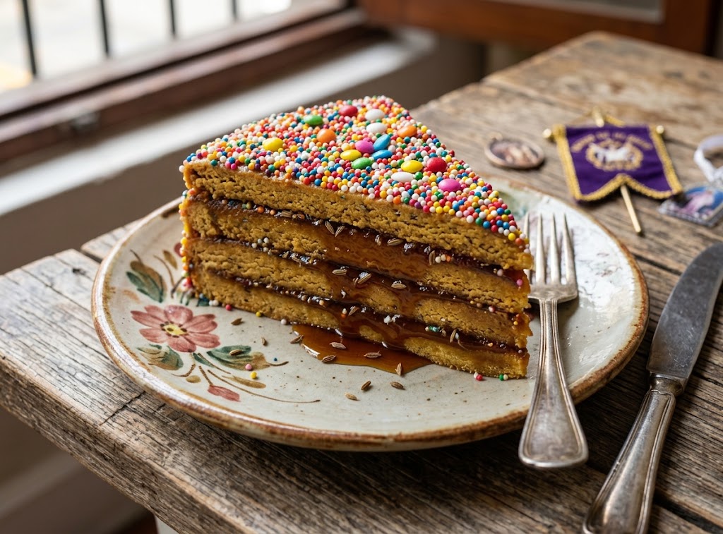 Layers of anise-flavored dough stacked with sweet syrup