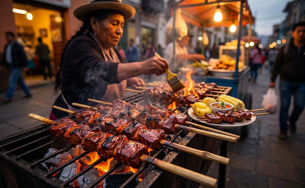 Anticuchos are traditional grilled skewers and are especially popular as street food.