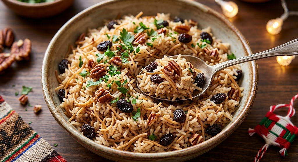Arroz árabe is a popular side dish for festive meals in Peru