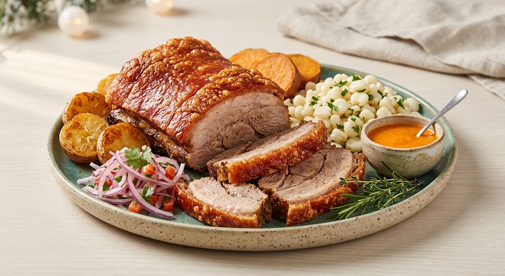 Lechón means roasted pork, and it is enjoyed for celebrations and large family gatherings.