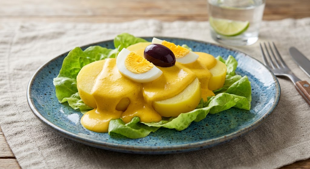This dish is made with boiled potatoes covered in a creamy