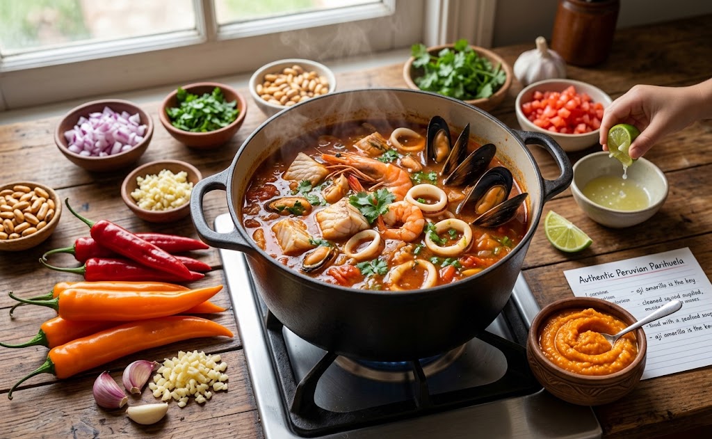 Ají amarillo is one of the ingredients that gives this soup its Peruvian identity. 