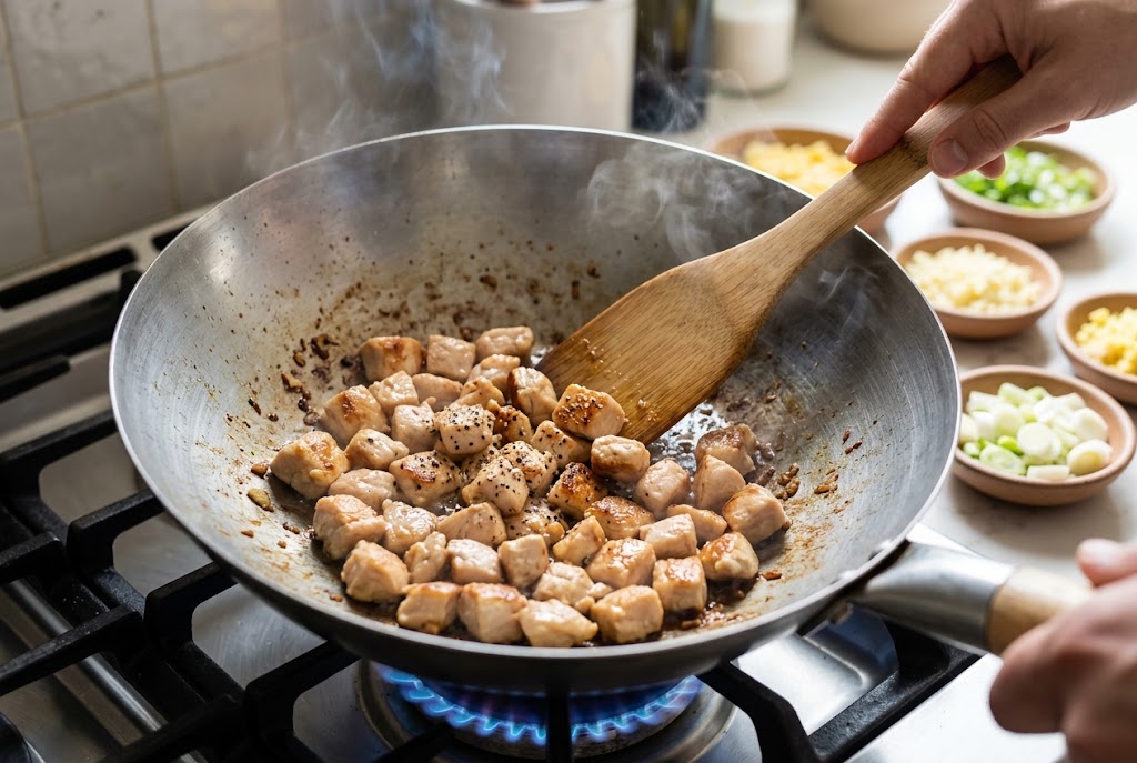 Cook the Chicken in low heat
