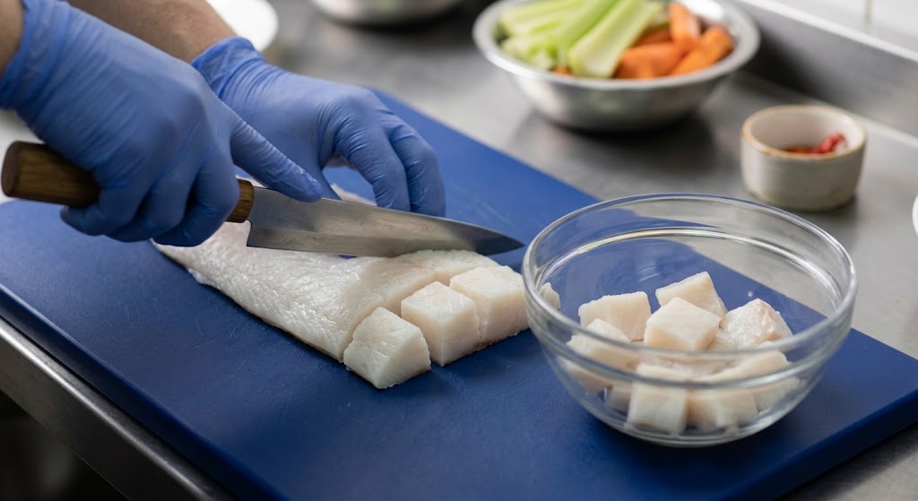 Cut the white fish into pieces