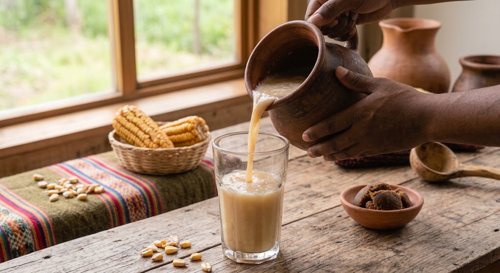Chicha de Jora is a traditional fermented corn drink.