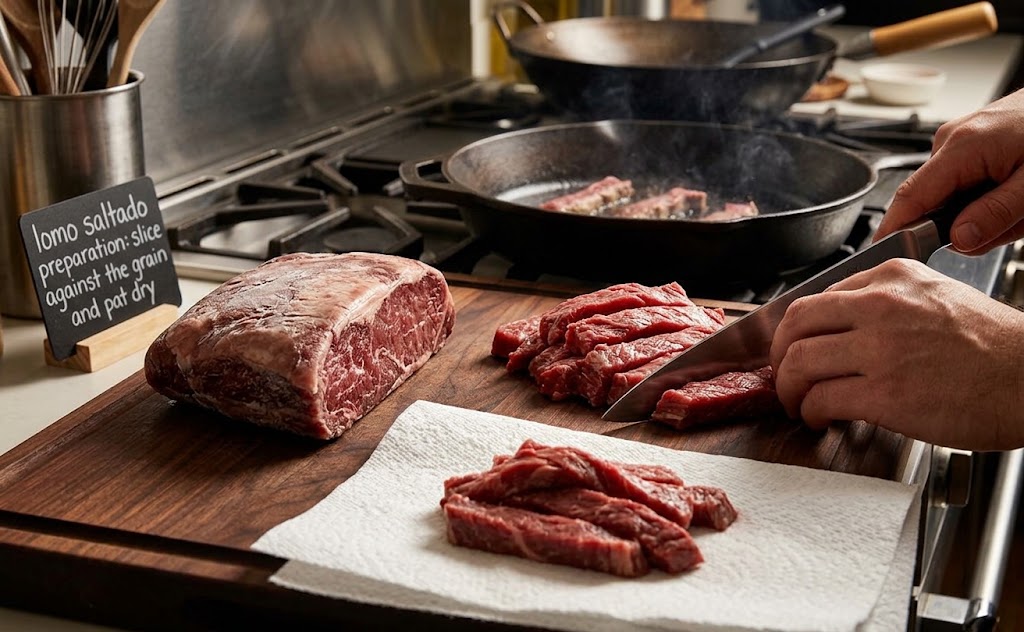 fresh beef for lomo saltado tacos