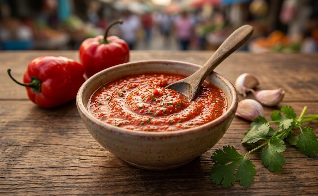 Rocoto sauce is hotter, more aggressive, made from rocoto peppers that carry real heat.