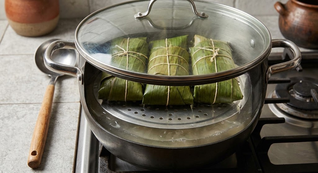 steaming the Tamales