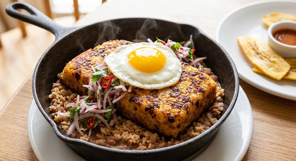 Tacu tacu is made by combining cooked rice and beans