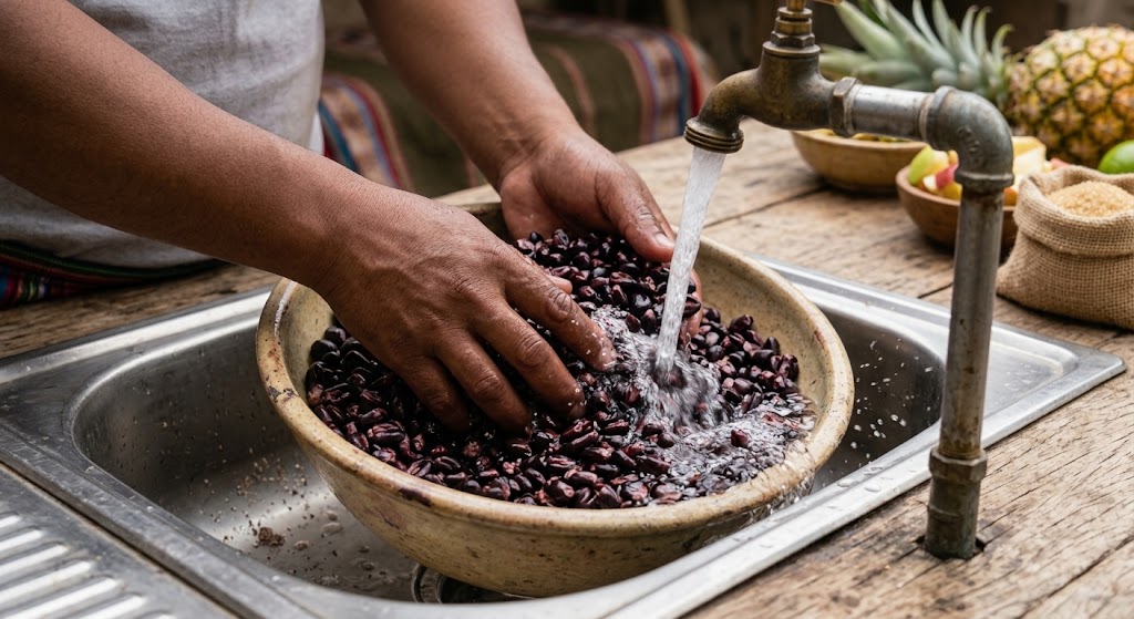 wash the purple corn carefully